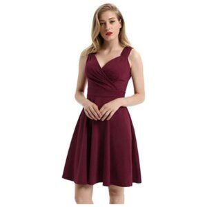 GRACE KARIN Women's V Neck Party Dress Size XS Dark Wine